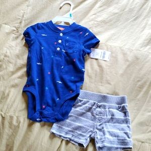 Carters Baby 6 month Shark Onesie and Shorts 2-piece Set